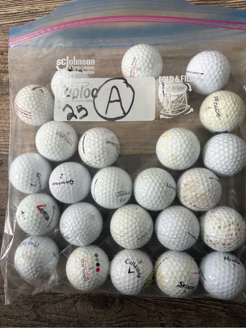 Assortment of 25 of ‘Experienced’ White Golf Balls - Bag ‘A’.